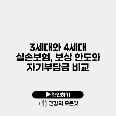 3세대와 4세대 실손보험, 보상 한도와 자기부담금 비교