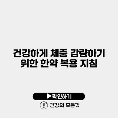 건강하게 체중 감량하기 위한 한약 복용 지침