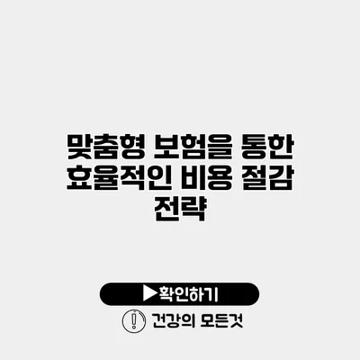 맞춤형 보험을 통한 효율적인 비용 절감 전략
