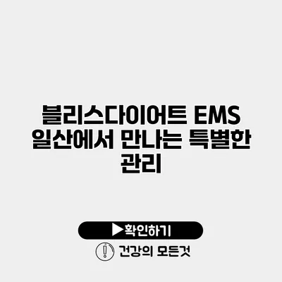 블리스다이어트 EMS 일산에서 만나는 특별한 관리