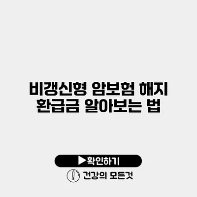 비갱신형 암보험 해지 환급금 알아보는 법