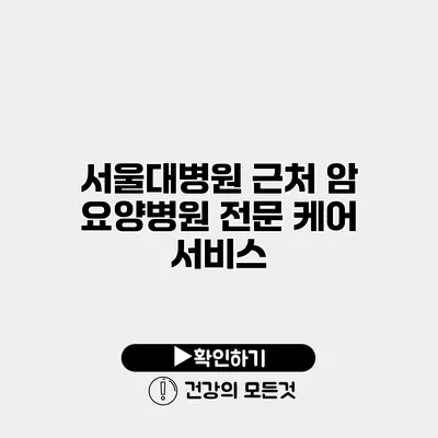 서울대병원 근처 암 요양병원 전문 케어 서비스