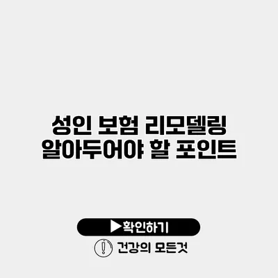 성인 보험 리모델링 알아두어야 할 포인트