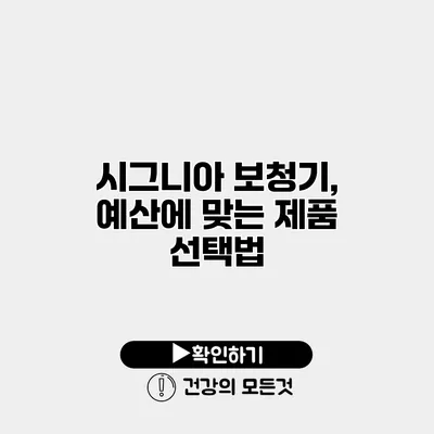 시그니아 보청기, 예산에 맞는 제품 선택법