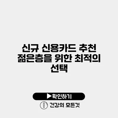 신규 신용카드 추천 젊은층을 위한 최적의 선택