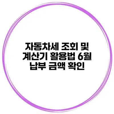 자동차세 조회 및 계산기 활용법 6월 납부 금액 확인
