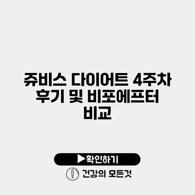 쥬비스 다이어트 4주차 후기 및 비포에프터 비교