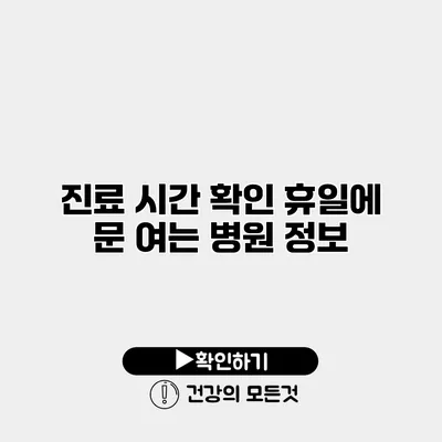진료 시간 확인 휴일에 문 여는 병원 정보
