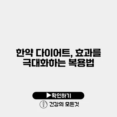 한약 다이어트, 효과를 극대화하는 복용법