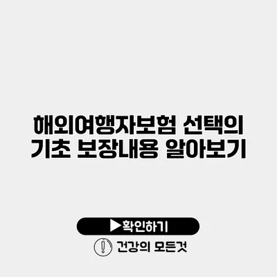 해외여행자보험 선택의 기초 보장내용 알아보기