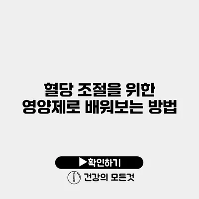 혈당 조절을 위한 영양제로 배워보는 방법