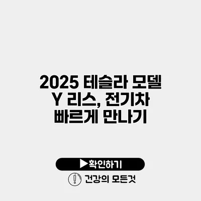 2025 테슬라 모델 Y 리스, 전기차 빠르게 만나기