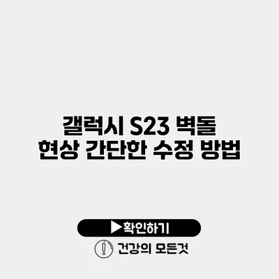 갤럭시 S23 벽돌 현상 간단한 수정 방법