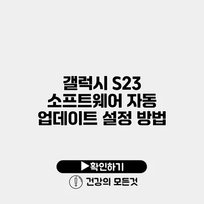 갤럭시 S23 소프트웨어 자동 업데이트 설정 방법