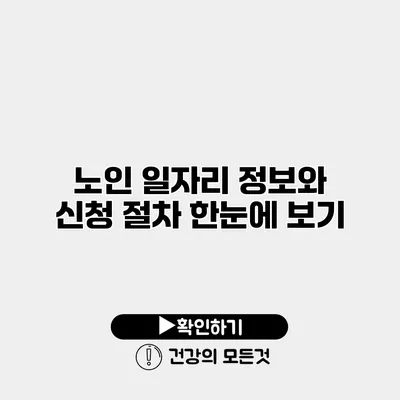노인 일자리 정보와 신청 절차 한눈에 보기