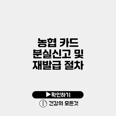 농협 카드 분실신고 및 재발급 절차