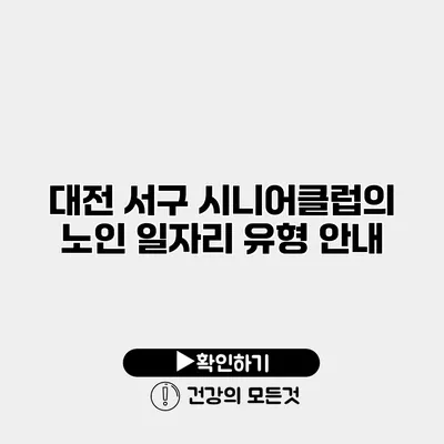 대전 서구 시니어클럽의 노인 일자리 유형 안내