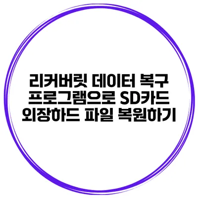 리커버릿 데이터 복구 프로그램으로 SD카드 외장하드 파일 복원하기
