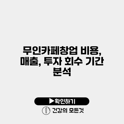무인카페창업 비용, 매출, 투자 회수 기간 분석