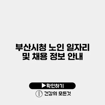 부산시청 노인 일자리 및 채용 정보 안내
