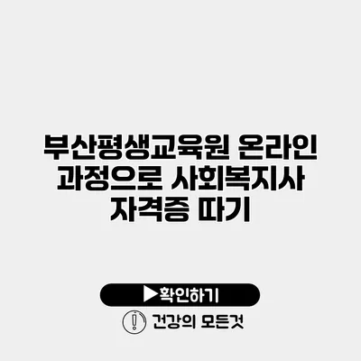 부산평생교육원 온라인 과정으로 사회복지사 자격증 따기