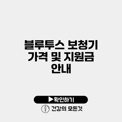 블루투스 보청기 가격 및 지원금 안내