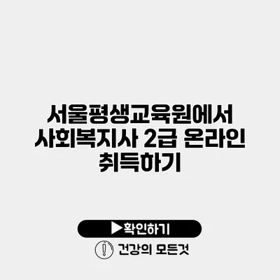 서울평생교육원에서 사회복지사 2급 온라인 취득하기