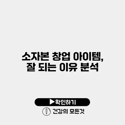 소자본 창업 아이템, 잘 되는 이유 분석