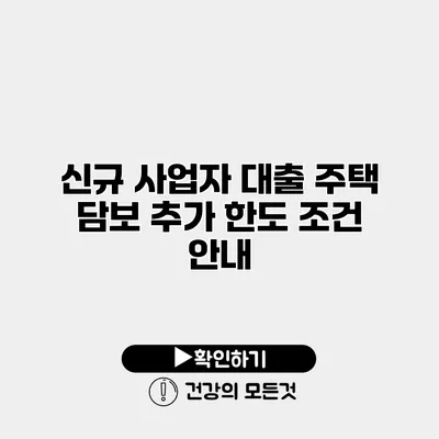 신규 사업자 대출 주택 담보 추가 한도 조건 안내