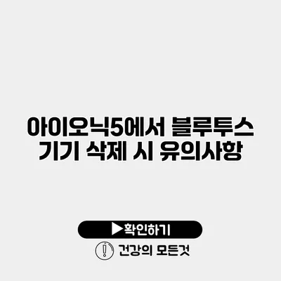 아이오닉5에서 블루투스 기기 삭제 시 유의사항