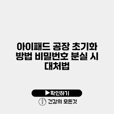 아이패드 공장 초기화 방법 비밀번호 분실 시 대처법