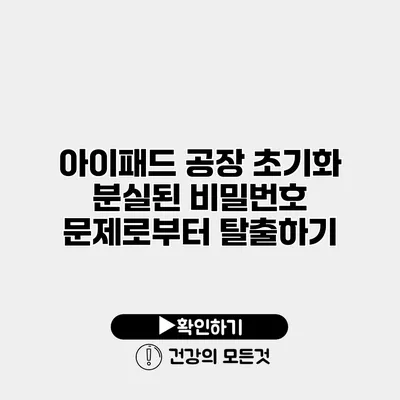 아이패드 공장 초기화 분실된 비밀번호 문제로부터 탈출하기