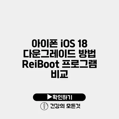 아이폰 iOS 18 다운그레이드 방법 ReiBoot 프로그램 비교