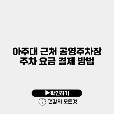 아주대 근처 공영주차장 주차 요금 결제 방법