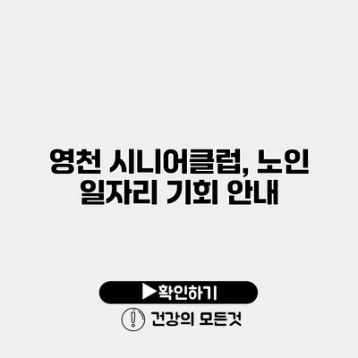 영천 시니어클럽, 노인 일자리 기회 안내