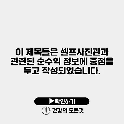 이 제목들은 셀프사진관과 관련된 순수익 정보에 중점을 두고 작성되었습니다.