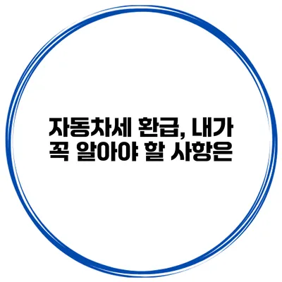 자동차세 환급, 내가 꼭 알아야 할 사항은?