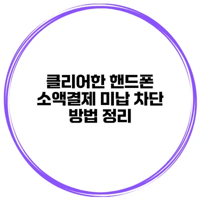 클리어한 핸드폰 소액결제 미납 차단 방법 정리