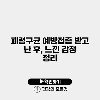 폐렴구균 예방접종 받고 난 후, 느낀 감정 정리