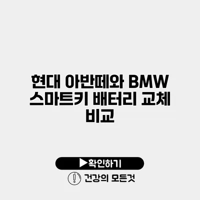 현대 아반떼와 BMW 스마트키 배터리 교체 비교