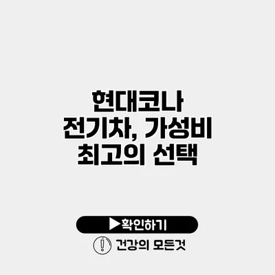 현대코나 전기차, 가성비 최고의 선택